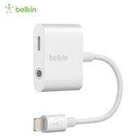 BELKIN 贝尔金 苹果转接头 3.5mm+Lightning一拖二白色