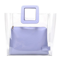 STAUD 女士透明色浅紫色PVC配皮手提包 189013 LAVE