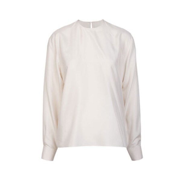 ms min 米白圆领袖口袖上衣 米白 4