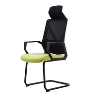 欧宝美办公椅电脑椅子会议椅弓形椅网布椅职员椅带头枕绿色