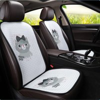 紫风铃夏季3D透气网布汽车坐垫单片带靠背可爱小方垫四季通用卡通汽车座垫座套凉垫全车 7件套-小猫咪