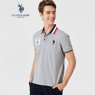 U.S. POLO ASSN. polo衫男19新款夏季纯棉翻领T恤流行1192101015 浅灰色 2XL