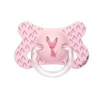 苏维妮 安抚奶嘴 进口婴儿宝宝安慰奶嘴4-18个月 硅胶材质 咬咬乐 拇指型 哄睡安睡型 粉色吉娃娃