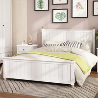 杜沃 床 实木床双人床单人床1.5米1.8米板式床现代简约欧式床环保水性漆卧室家具婚床 1.5米白色