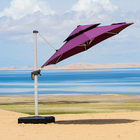 紫叶（ziye） 户外遮阳伞进口伞布罗马伞太阳伞室外大太阳伞 沙滩庭院伞 紫色 3.5米圆形送130KG水箱