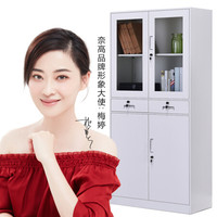 奈高NG文件柜办公柜钢制铁皮柜资料柜档案柜储物拆装柜薄边中二斗纯白0.8mm