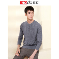 红豆 Hodo 男装 羊毛衫男简约商务系列时尚绞花圆领套头羊毛衫 S3灰色 185/100A