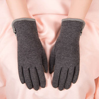 BETONORAY 北诺 手套女冬季保暖加绒时尚韩版开车骑行女士分指爆款触屏女士手套 小蝴蝶结款 灰色