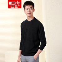 红豆 Hodo 男装 羊毛衫男毛衣男圆领套头修身冬季商务休闲纯色全羊毛毛衫 S5黑色 175/92A（110）