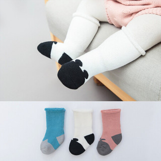 馨颂婴儿袜子三双装宝宝秋冬毛圈袜保暖袜子套装 蓝色+白色+粉色 14-16（M）（6-12个月）