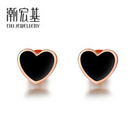 潮宏基 CHJ JEWELLERY 扑克黑桃 18K金彩金耳钉 EEK30001981 耳钉