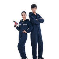 劳博士(LABORS) 带帽连体工作服 长袖劳保服 厂服 喷漆汽修服 工程服 工装 反光条 藏蓝 XL