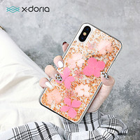 x-doria 苹果X/XS干花手机壳 iPhoneX/XS创意天然真花全包防摔透明手机保护套 绽放玫瑰金