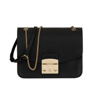 FURLA 芙拉 SS19 MAIN 女士 黑色 牛皮革 METROPOLIS系列 S号 斜挎单肩包链条包小方包1012397