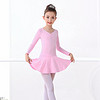 范迪慕 儿童舞蹈服女童练功服女款套装长袖考级服装连体服棉芭蕾舞裙 FWDF01-粉色-长袖-XL