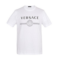 VERSACE 范思哲 奢侈品 19秋冬新款 男士白色棉质LOGO图案短袖T恤 A83159 A228806 A001 S码