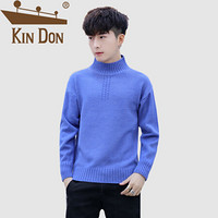 金盾（KIN DON）针织衫 男2019秋季新款休闲百搭韩版潮流纯色半高领长袖打底衫 A303-MY934 蓝色 XL