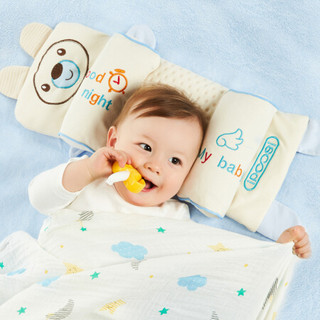 欧育婴儿枕头0-1岁定型枕防偏头春秋款儿童枕新生儿宝宝荞麦枕头B1060 蓝色