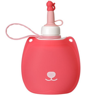 日康（rikang）水杯 婴儿儿童水杯 宝宝硅胶水袋便携水壶320ml（粉）
