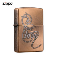 ZIPPO 之宝 爱情烙印-复古紫铜 逆蚀刻/圆形拉丝CZBT-1-6b煤油防风火机