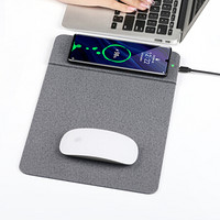 BUBM 无线充电器鼠标垫安卓苹果华为多功能通用无线快充办公电脑笔记本鼠标垫 WXCD-AJD 浅灰色条纹款