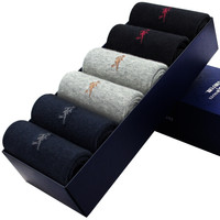 与狼共舞男袜 袜子男 中筒四季商务休闲棉袜 6双装混色 3502-6