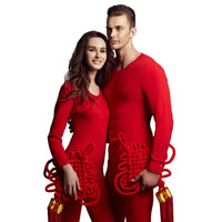 花花公子男士秋衣秋裤保暖套装 男基础薄款纯棉内衣棉毛衫D8811-Z 本命年大红M