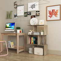 慧乐家 书柜书架 创意三层书架 不规则隔断柜 法国香樟木色 11332
