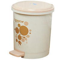 龙士达（longstar） 28cm踩踏式塑料垃圾桶 加厚双层内胆静音12L垃圾桶有盖 LA-08 米色