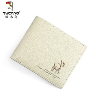 啄木鸟（TUCANO）钱包女士短款学生韩版折叠钱夹零钱包 WAB1073A-89W3米白
