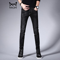 猫人（MiiOW）牛仔裤 男士潮流时尚休闲复古青年牛仔长裤子A329-352黑色28