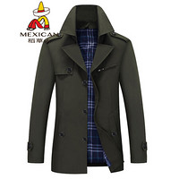 稻草人 MEXICAN 风衣 男士秋冬青年时尚休闲夹克中长款外套男装 DC2732 军绿 M
