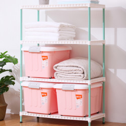 禧天龙Citylong 31L中号带滑轮收纳箱环保塑料储物箱家用整理箱蝶彩粉3个装 6138 *3件