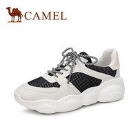 骆驼（CAMEL） 女士 潮流舒适厚底拼接老爹鞋 A91568613 黑色 40