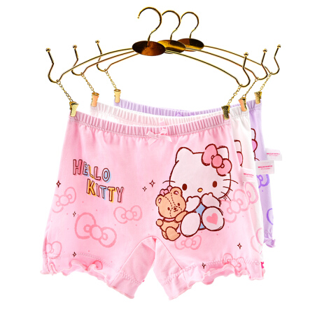 凯蒂猫 Hello Kitty女童安全裤儿童内裤纯棉宝宝平角防走光学生底裤 KT2032三条装 140cm XL码参考年龄9-10岁