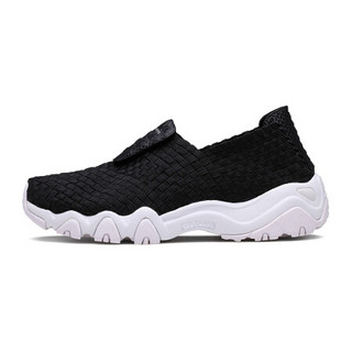 斯凯奇（Skechers）女款D'lites简约编织时尚休闲鞋 88888017 黑色/白色 36