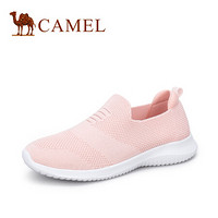 骆驼（CAMEL） 女士 轻盈透气飞织圆头平底休闲鞋 A91043616 浅粉 35