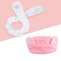 妮卡NIKA束发带猫耳朵兔耳朵套装（粉色+白色）洗脸化妆发套头箍可爱头饰发饰