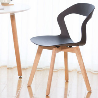 禧天龙 Citylong 简约靠背椅塑木结合休闲椅家用成人餐桌椅 D-8824 黑色一个装