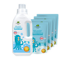 小树苗 婴儿洗衣液 儿童洗衣皂液套装D 宝宝专用 天然橙油4.4斤（1L+300ml*4袋）德国检测认证 特护系列--