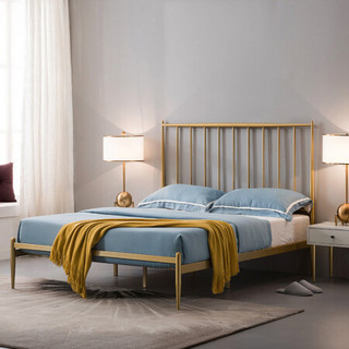 宜眠坊(ESF)床 铁床 简欧铁艺床 双人床 单人床 公寓铁架床 EC102金色 1.8米*2.0米