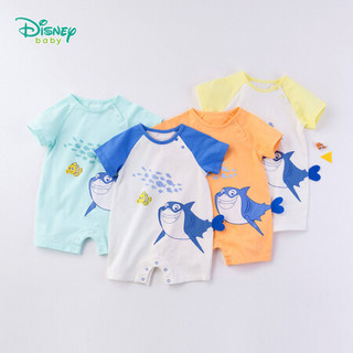 迪士尼（Disney）夏季婴儿衣服卡通印花肩开短袖连体衣宝宝开裆哈衣爬服192L782 柠檬黄 9个月/身高73cm