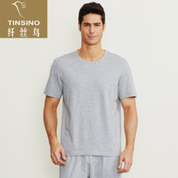 纤丝鸟TINSINO男士半袖衫清爽竹棉系列 春夏圆领亲肤透气T恤单条装 麻灰色 M(170/95)