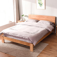 家逸实木床1.8米双人床板式床北欧现代简约卧室家具白橡木床