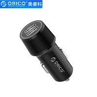 奥睿科 ORICO 车载充电器车充 汽车点烟器转换器一拖二 3.1A快充双USB手机充电器头 UCC-2U-BK