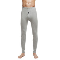 花花公子(PLAYBOY)7527男保暖单裤纯棉纯色秋裤男士基础薄款全棉毛裤冬浅麻灰XXL
