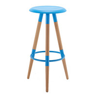百思宜 榉木酒吧椅子 吧台凳吧台椅高脚凳简约时尚伊姆斯椅酒吧椅 吧椅蓝色