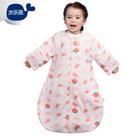 米乐鱼婴儿睡袋儿童宝宝抱被秋冬纱布夹棉款防踢被2段番茄密语100*55cm