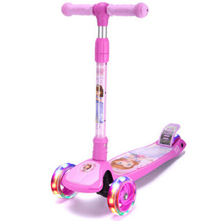 迪士尼(Disney)  儿童滑板车 后轮加宽闪光宽轮滑滑车粉紫色苏菲亚儿童车一键折叠可调全闪扭扭车摇摆车