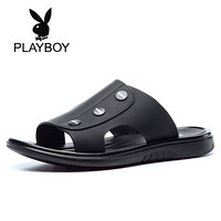 花花公子（PLAYBOY）男士简约软底套脚防滑防水耐磨拖鞋子男9BW530038S 黑色 38